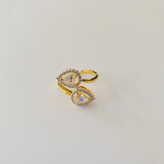 Diamond Pure Silver 92.5 Gold Plated Ring