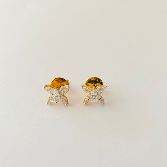 Pure Silver 92.5 Butterfly Gold Plated Stud