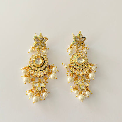 Polki Kundan Pearl Gold Plated Earring