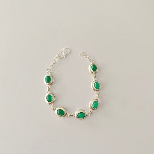 Emerald Stone 92.5 Pure Silver Bracelet