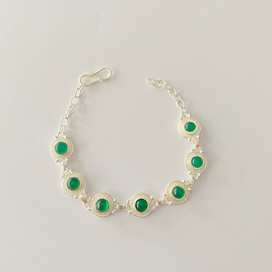 Pure Silver 92.5 Emerald Stone Bracelet