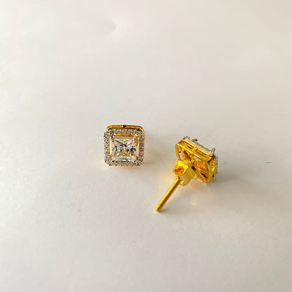 Square Shape Gold Plated Diamond Solitaire