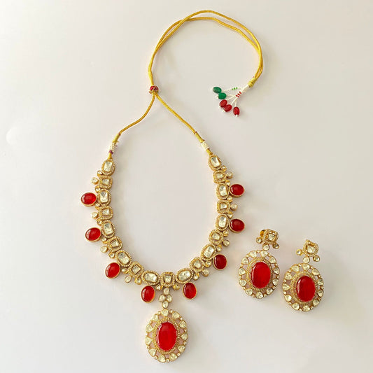 Ruby Diamond Kundan Necklace Set