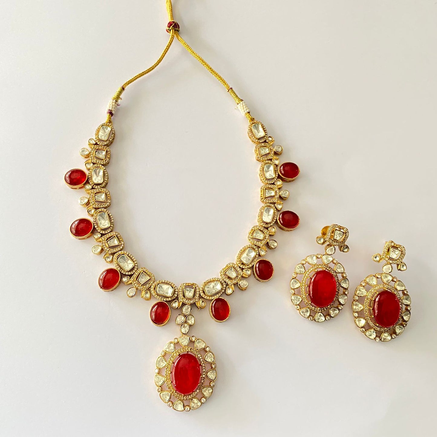 Ruby Diamond Kundan Necklace Set