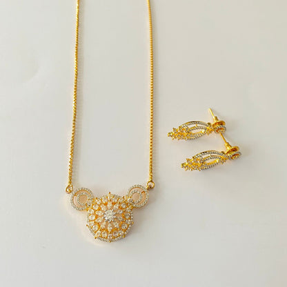 Gold Plated Diamond Pendant Set