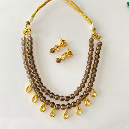 Gold Plated Drop Kundan Pearl Necklace