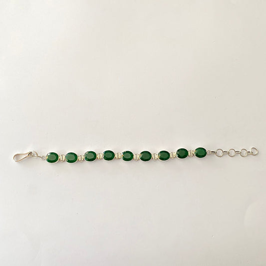 Pure Silver 92.5 Emerald Bracelet