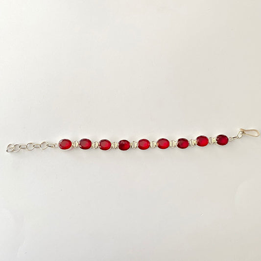 Pure Silver 92.5 Ruby Bracelet