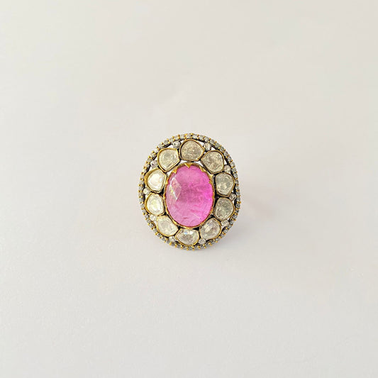 Polki Pink Diamond Ring