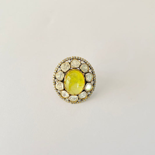 Polki Yellow Diamond Ring