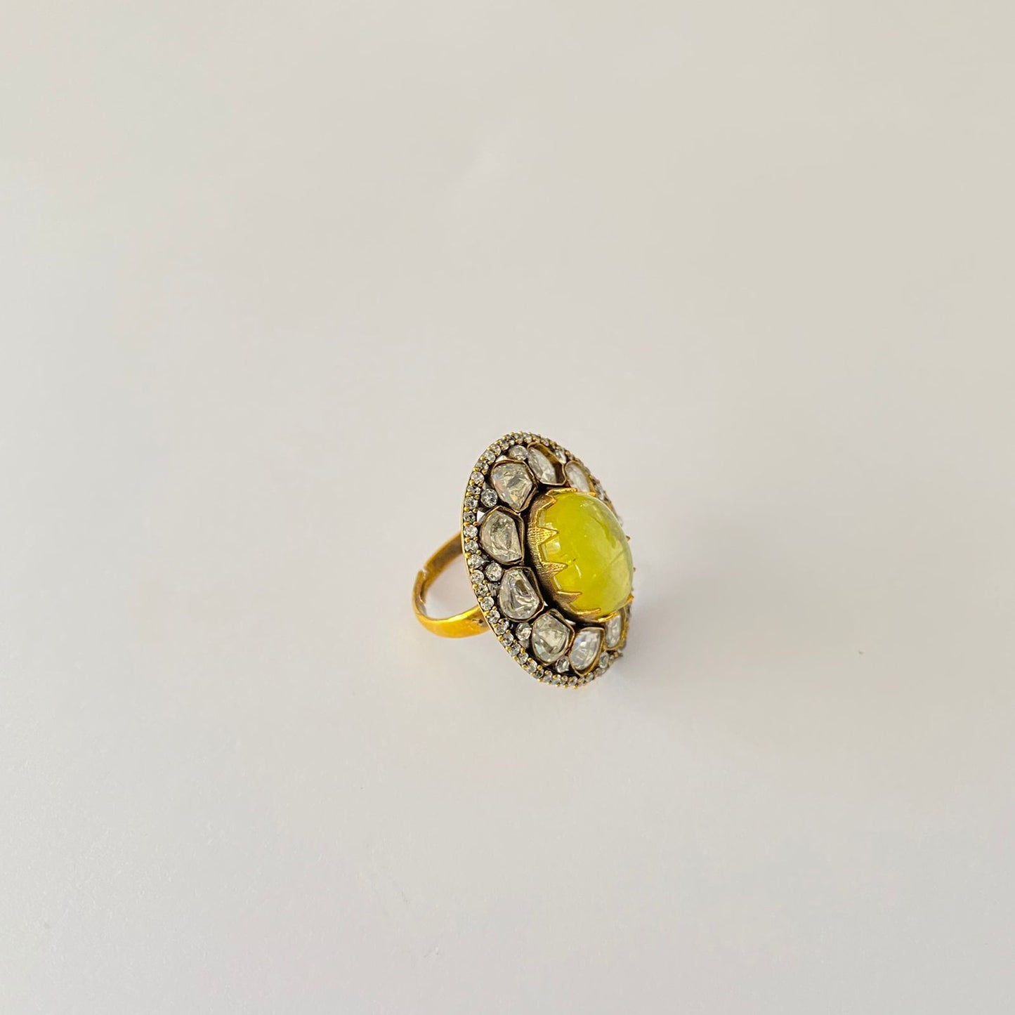 Polki Yellow Diamond Ring