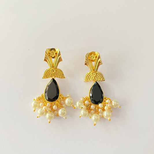 Gold Plated Black Earring