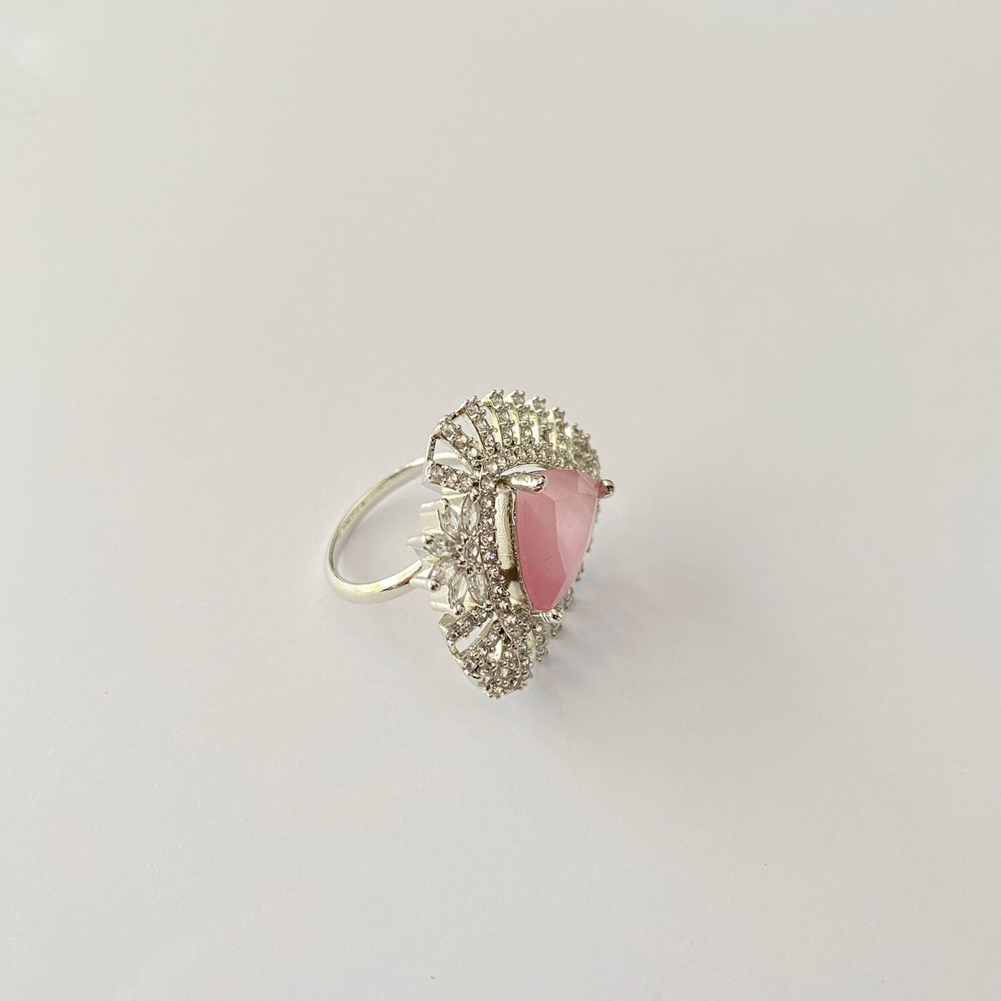 Baby Pink Silver Plated Ring