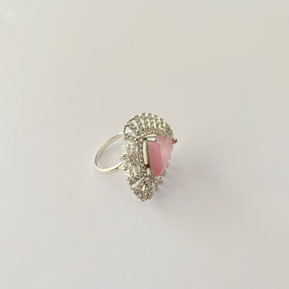 Baby Pink Silver Plated Ring