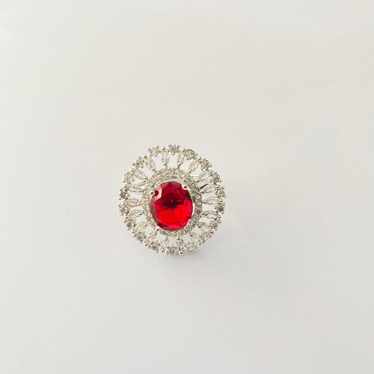 Ruby Diamond Silver Plated Ring