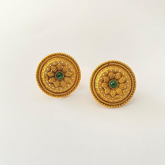 Gold Plated Floral Traditional Stud