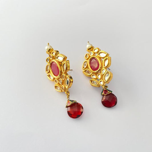 Ruby Kundan Gold Plated Earring