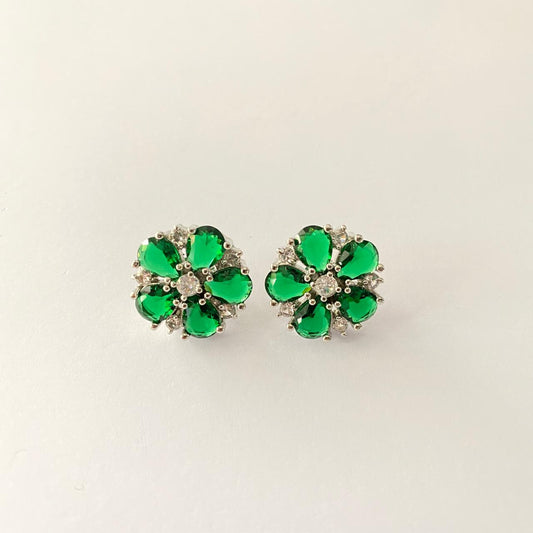 Emerald Floral Earring Stud