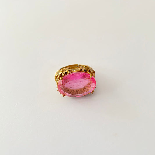 Gold Plated Pink Diamond Ring