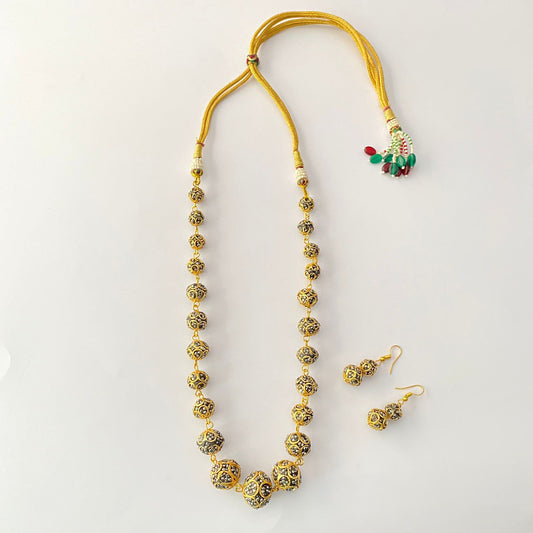 Gold Plated Black Diamond Matar Mala