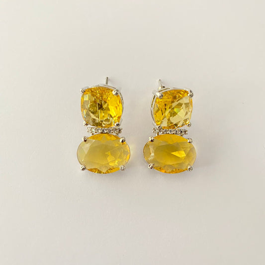 Silver Plated Yellow Diamond Earring