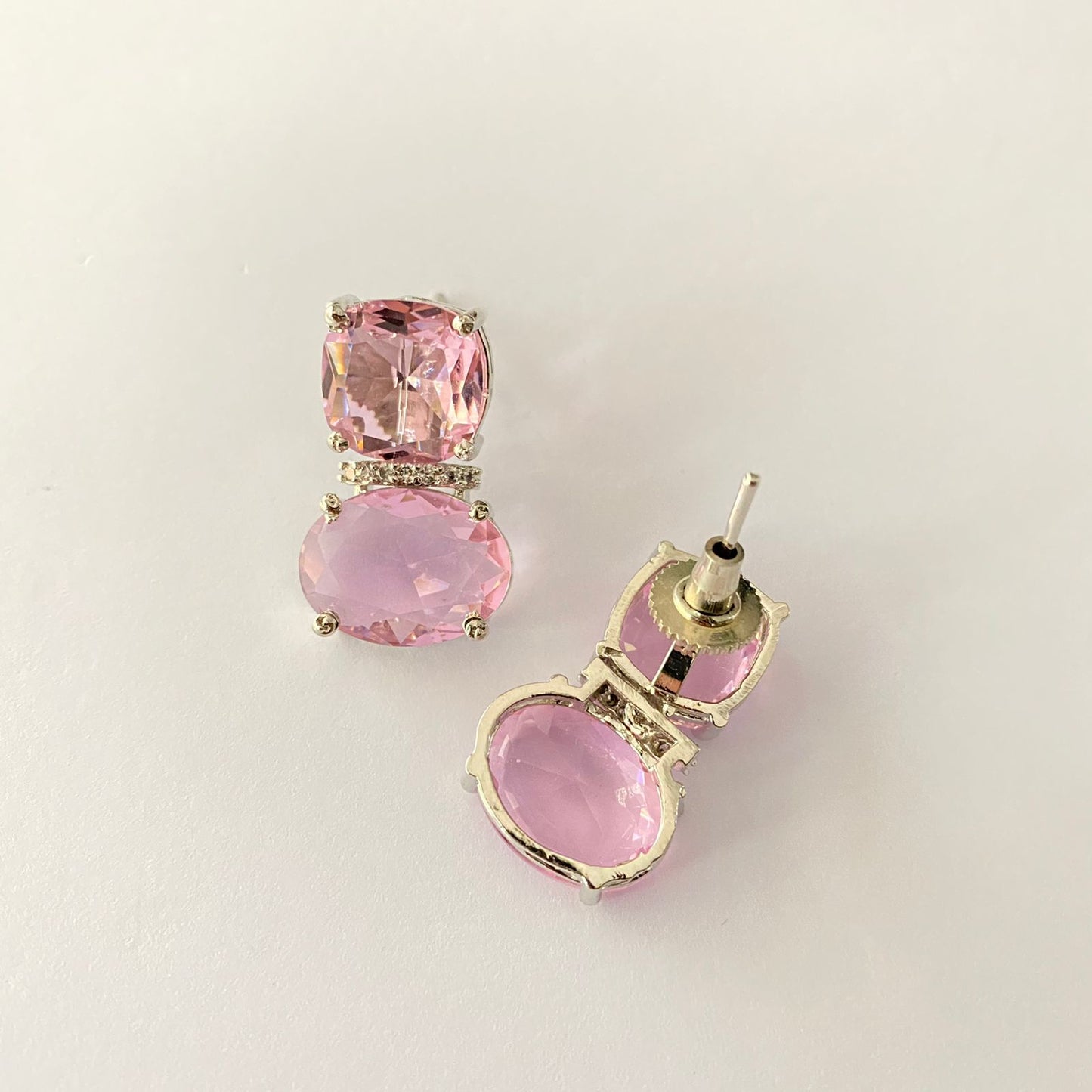 Baby Pink Diamond Silver Plated Earring