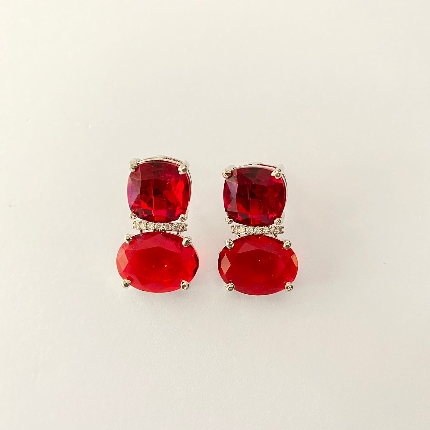 Ruby Diamond Silver Plated Earring