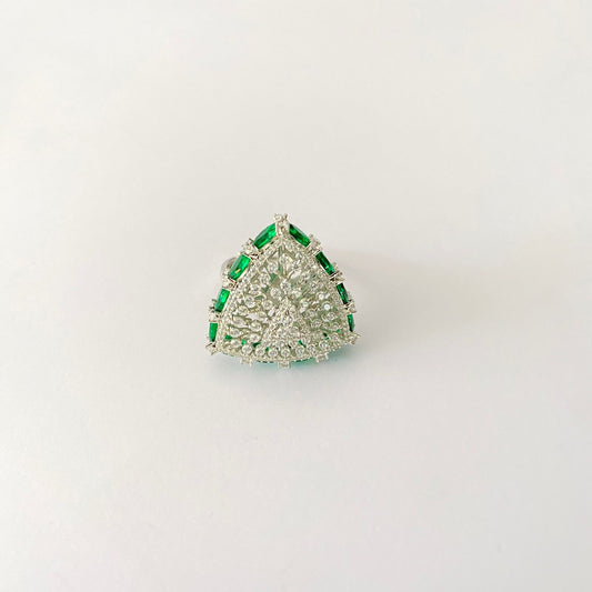 Emerald Silver Plated Diamond Ring