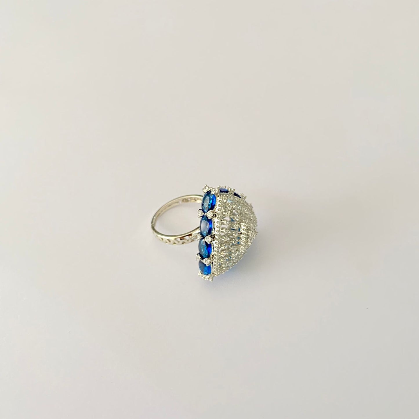 Blue Diamond Silver Plated Ring