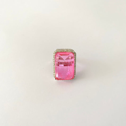 Silver Plated Pink Diamond Ring