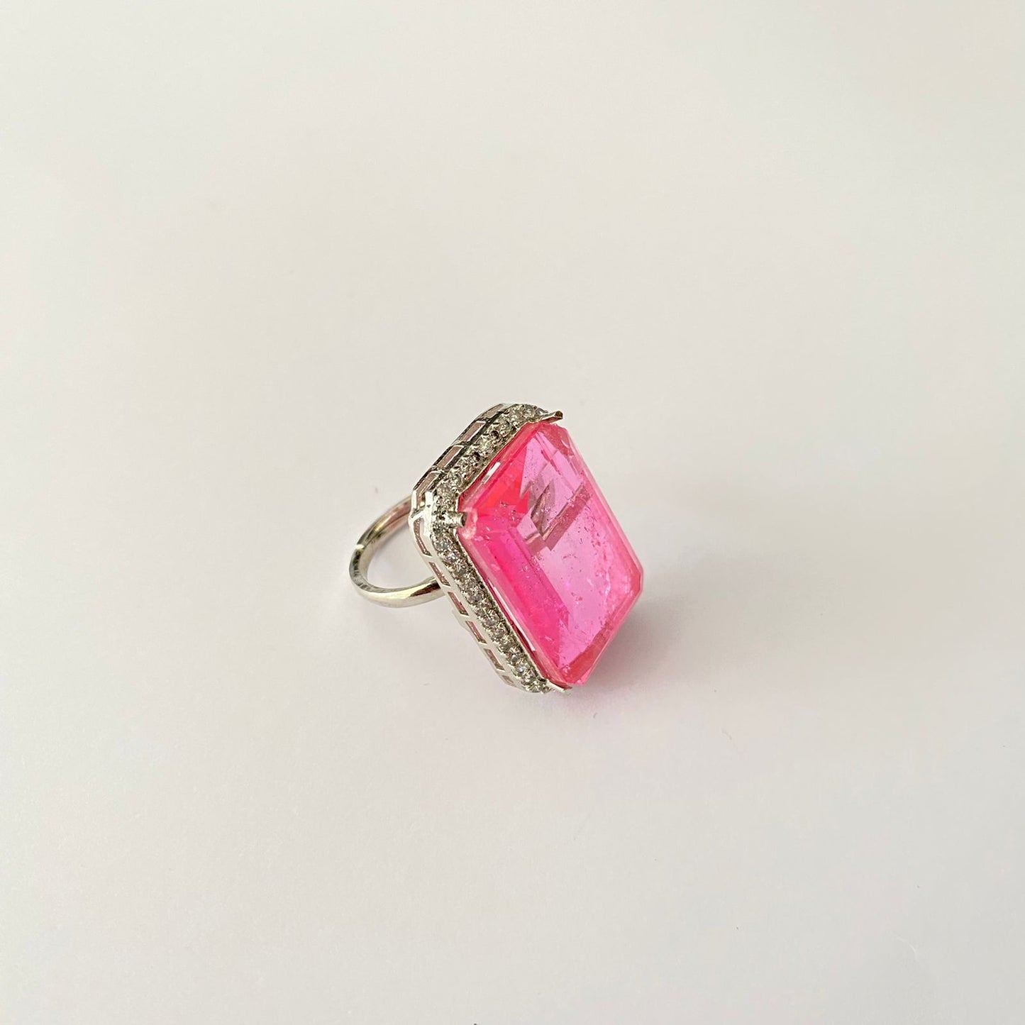 Silver Plated Pink Diamond Ring