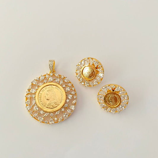 Gold Plated Diamond Gini Pendant Set