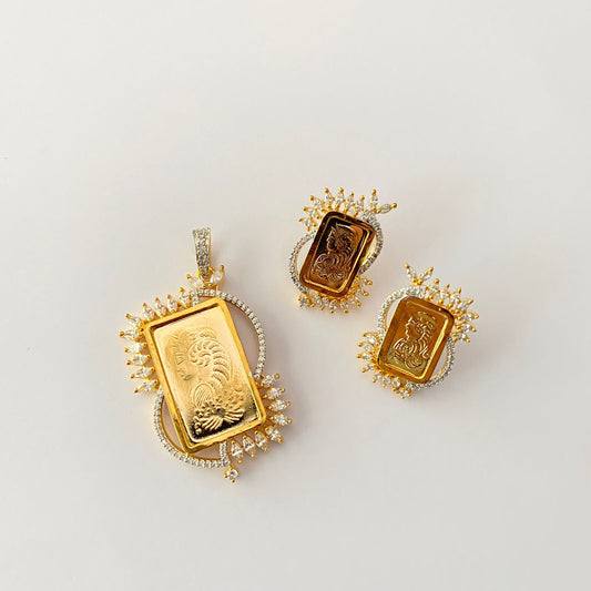 Gini Diamond Gold Plated Pendant Set
