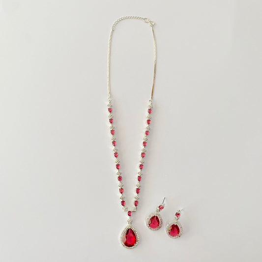 Ruby Diamond Silver Plated Sleek Necklace