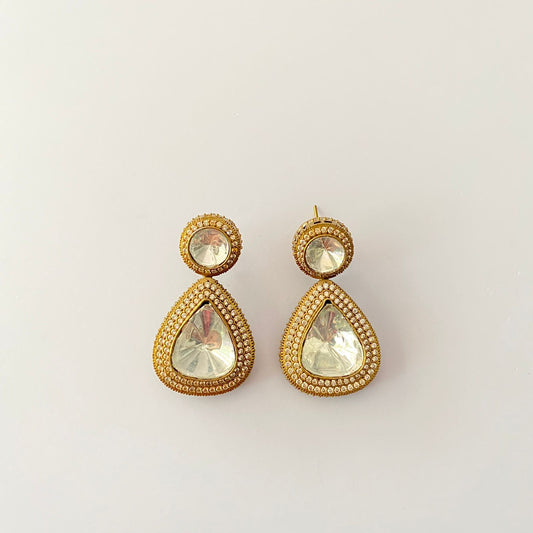 Gold Plated Polki Diamond Earring