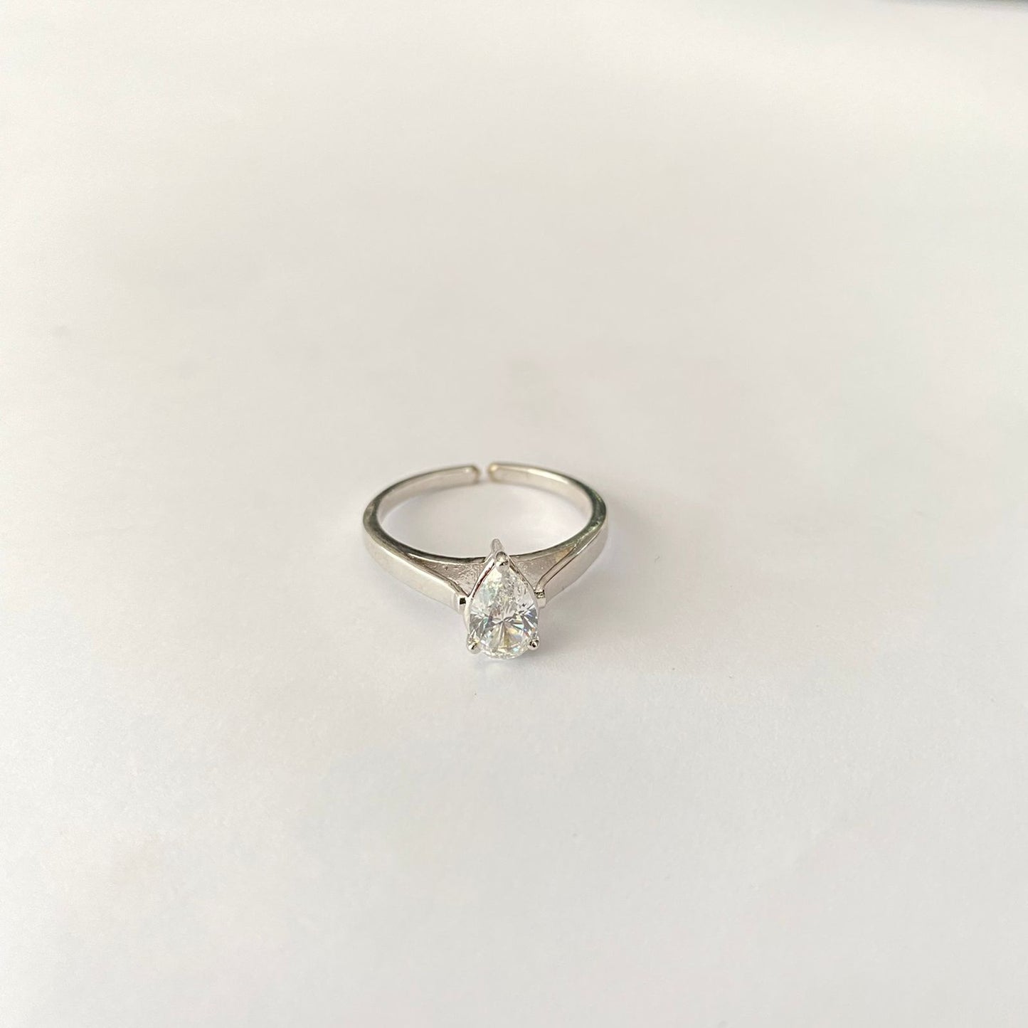 Pure Silver 92.5 Diamond Solitaire Ring