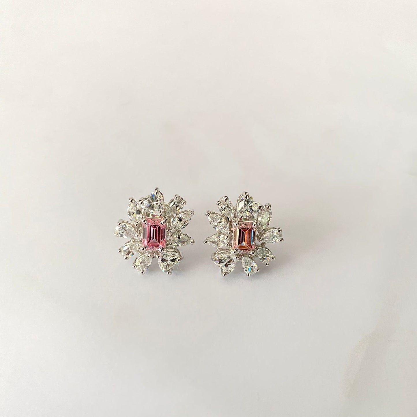 Pink Diamond Pure Silver 92.5 Stud