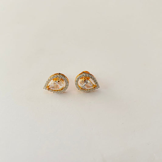Gold Plated Pure Silver 92.5 Diamond Stud