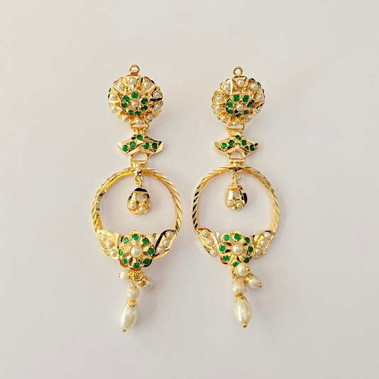 Emerald Gold Plated Jadau Earring