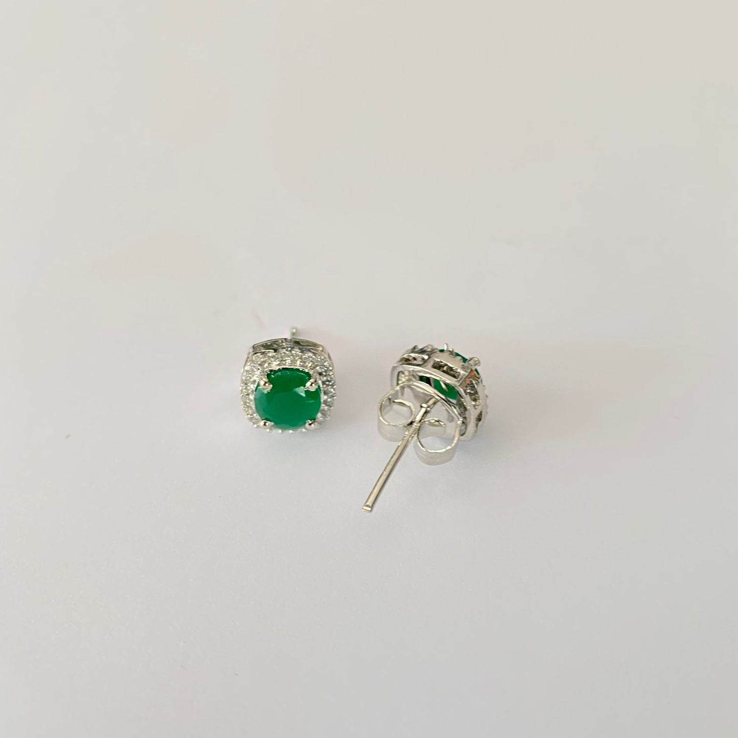 Pure Silver 92.5 Emerald Diamond Stud