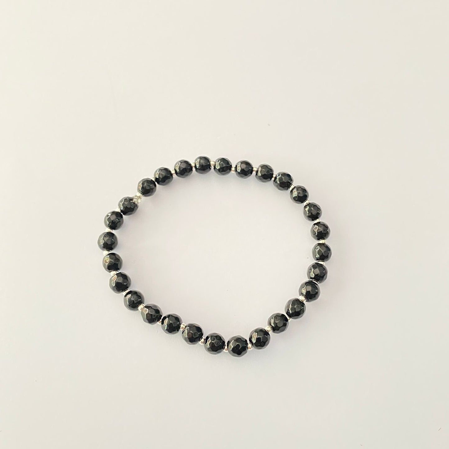 Silver Beads Black Bracelet