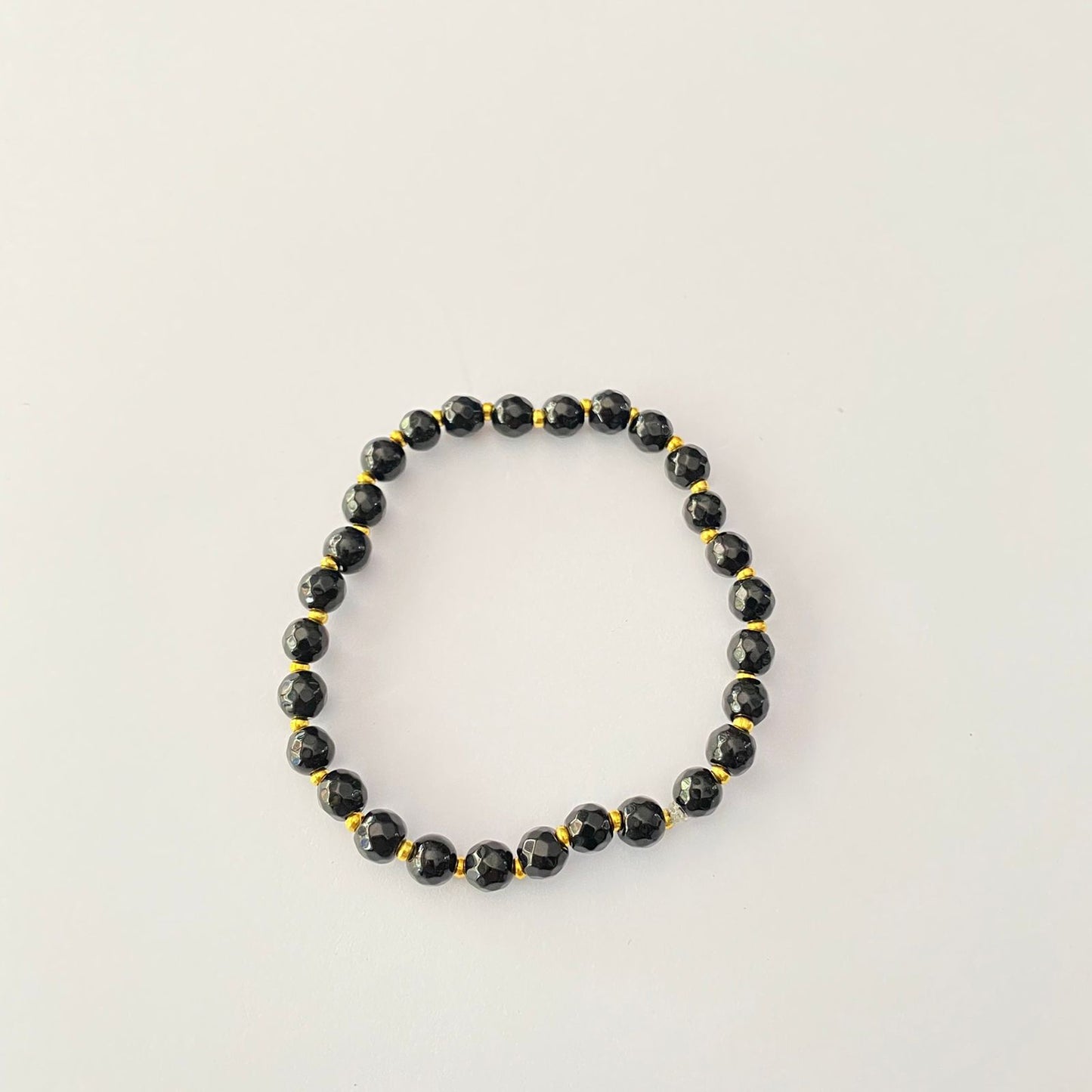 Gold Plated Beads Black Bracelet