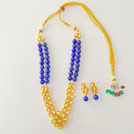 Kundan Gold Plated Blue Necklace Set