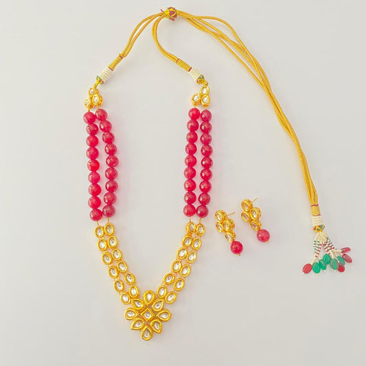 Kundan Gold Plated Ruby Necklace Set