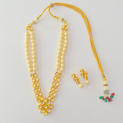 Kundan Gold Plated Pearl Necklace Set