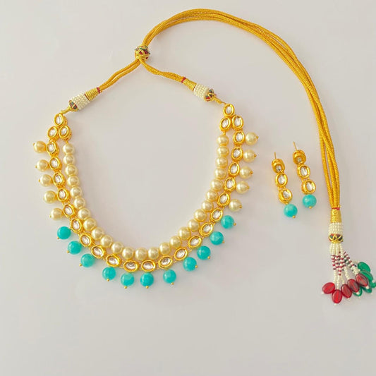 Kundan Pearl Gold Plated Necklace Set