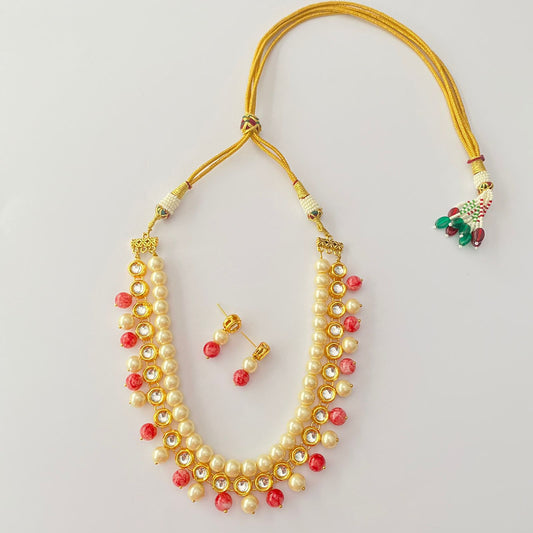 Pearl Kundan Multi Ruby Necklace Set