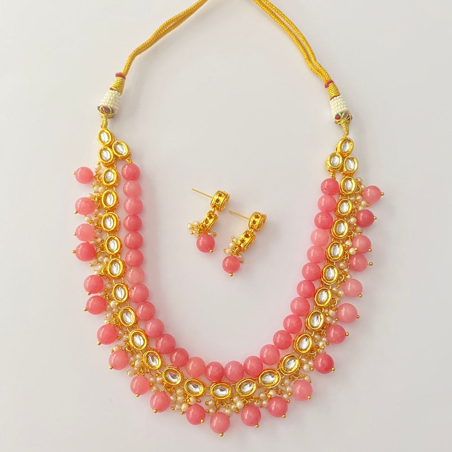 Kundan Pink Stone Necklace Set