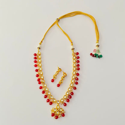 Kundan Ruby Pearl Necklace Set