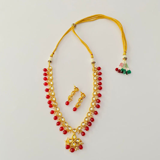 Kundan Ruby Pearl Necklace Set